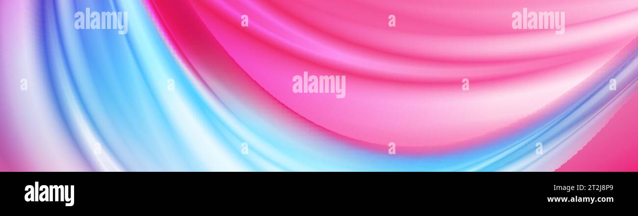 Pink blue smooth blurred waves abstract background. Vector banner design Stock Vector