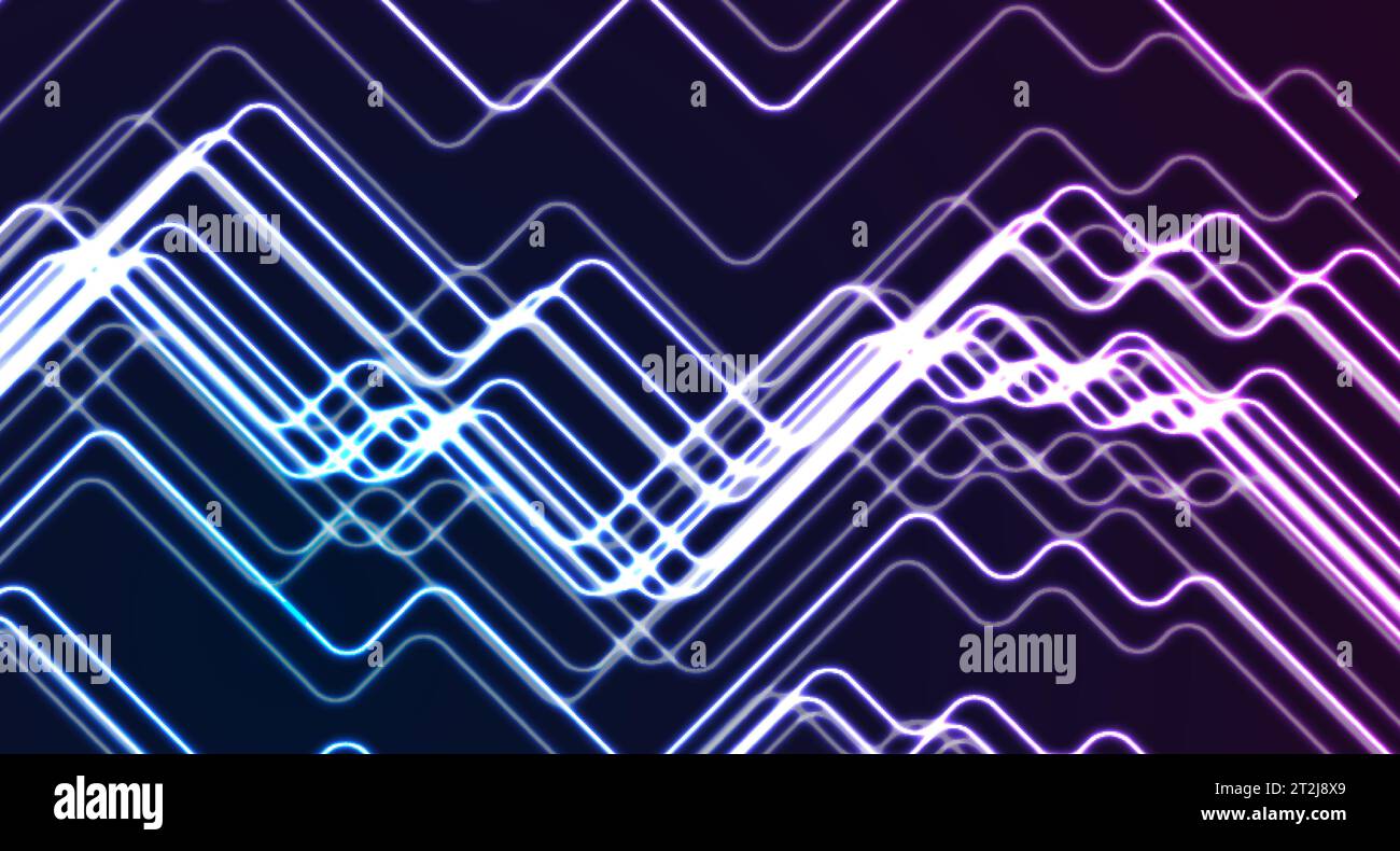 Blue ultraviolet neon geometric lines abstract tech background. Vector design Stock Vector