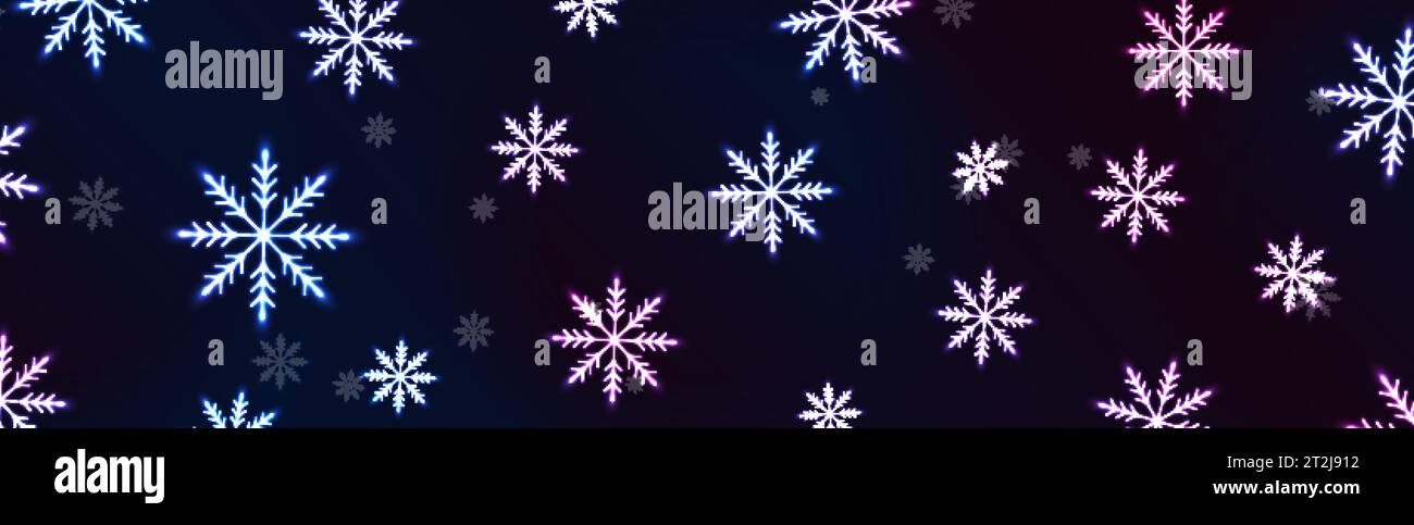 Blue purple neon snowflakes abstract glowing Christmas background ...