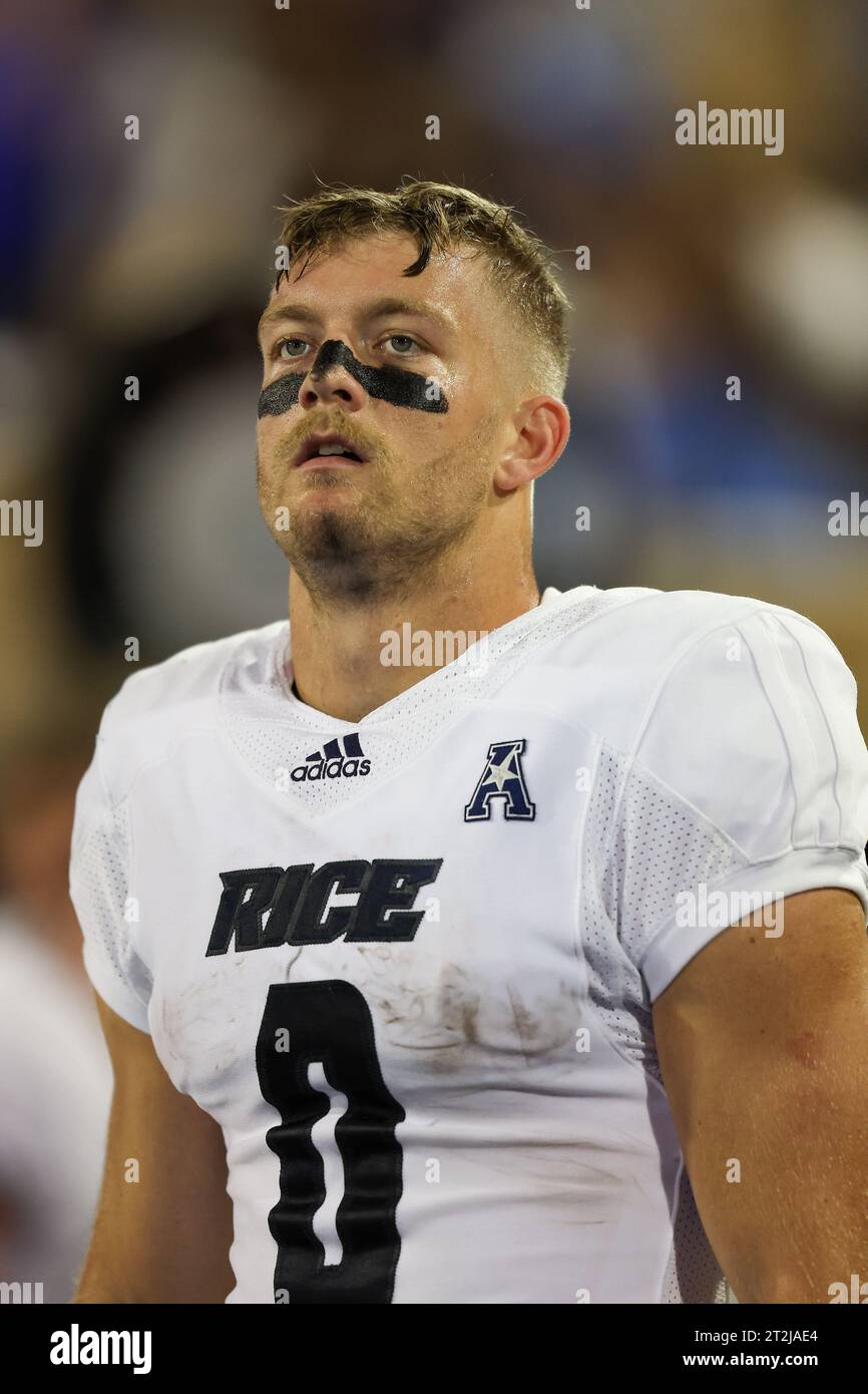 October 19, 2023: Rice running back Dean Connors #0 glances towards the score board as he takes a break on the sidelines. Rice defeated Tulsa 42-10 in Tulsa, OK. Richey Miller/CSM Stock Photo