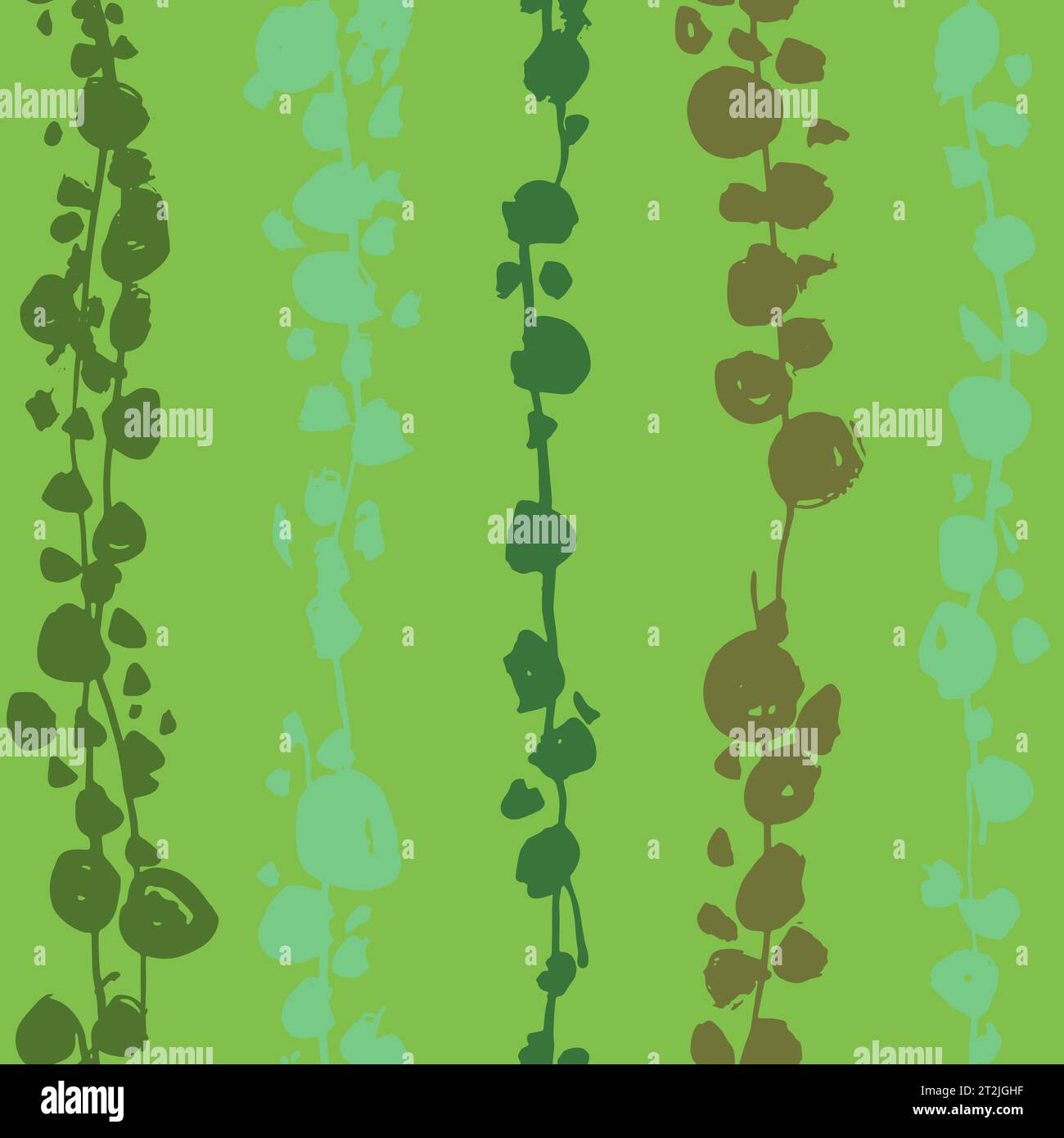 Green Brush Branches with Round Leaves Seamless Pattern Stock Vector ...