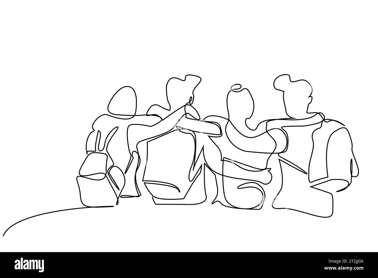 young female male people team teamwork students hugging walking outside