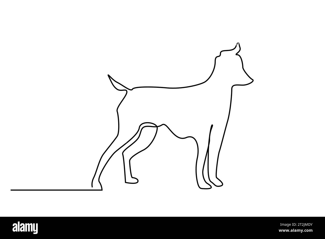 cute dog animal full body length line art Stock Vector
