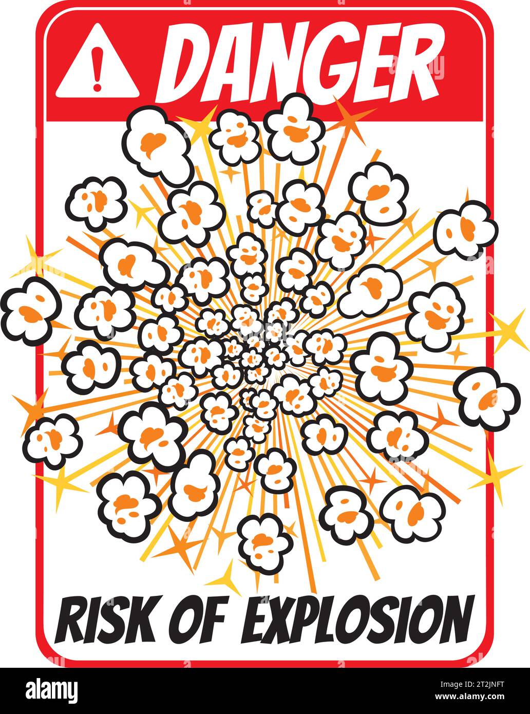 Risk of Popcorn Explosion Label. Caution Sign or Symbol. Vector