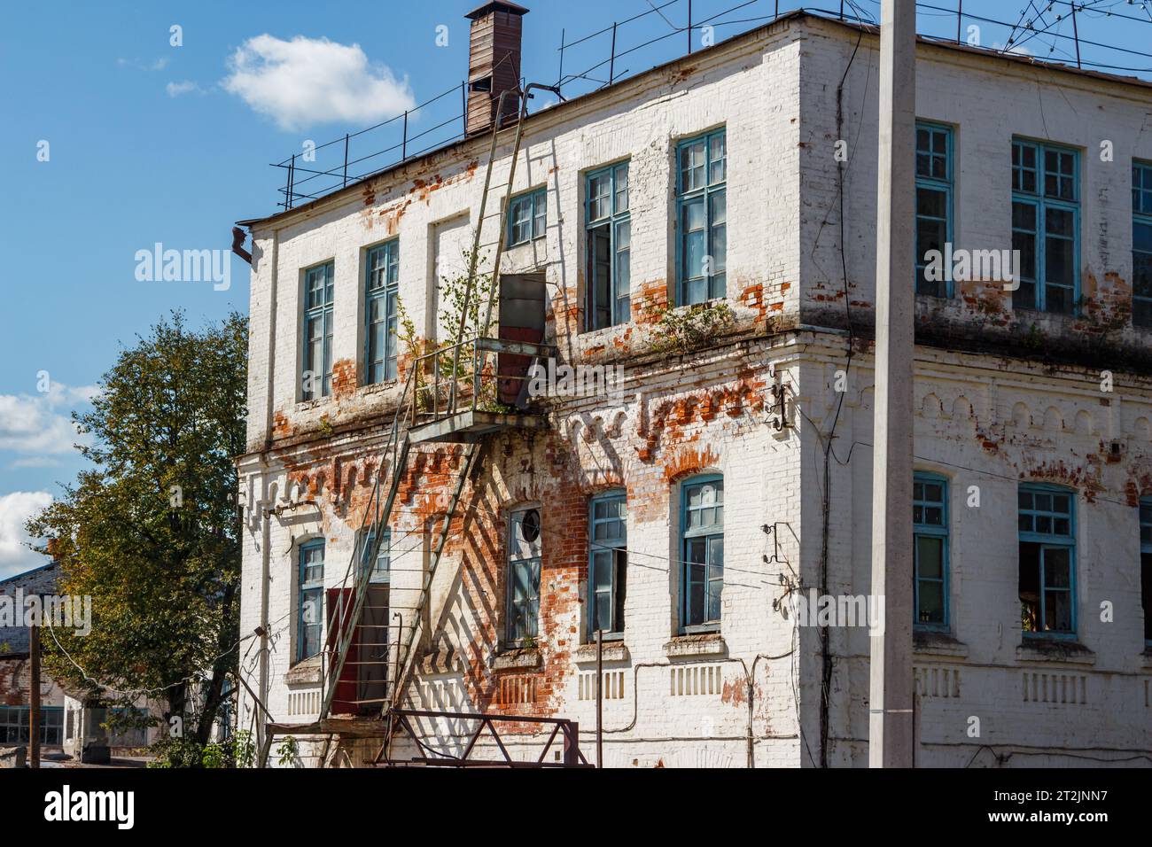 Facade of an old factory building in the city of Borovsk, Russia Stock ...