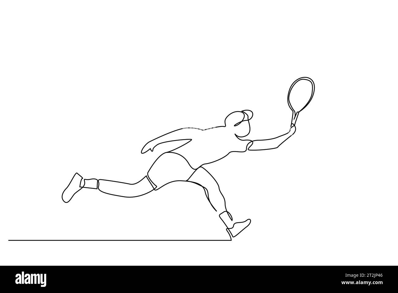 man person tennis badminton racket active lifestyle line art Stock Vector