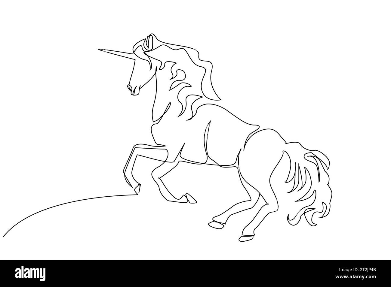 unicorn horse animal one line art design Stock Vector