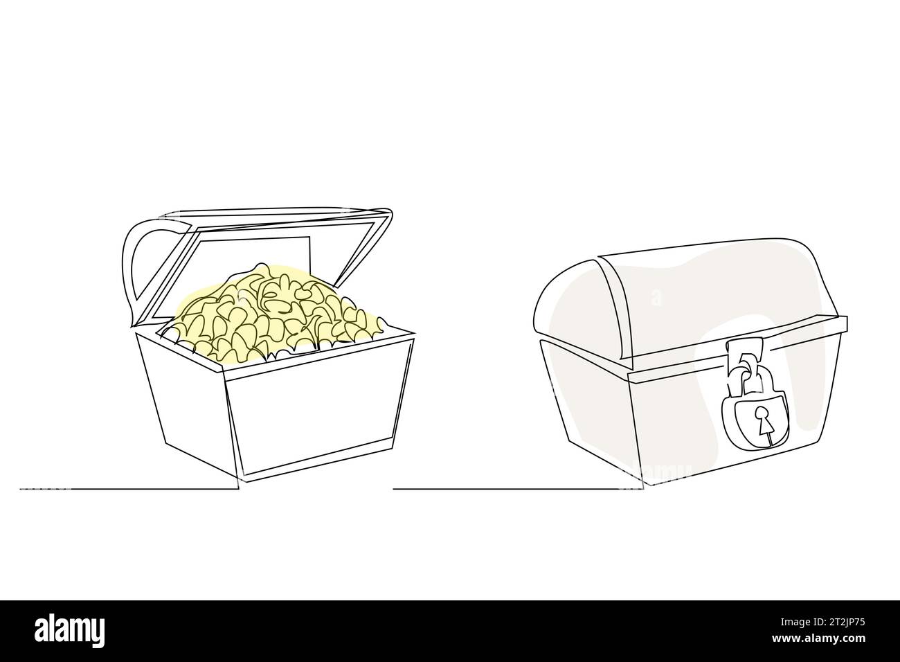 old treasure box full and closed object vintage line art Stock Vector