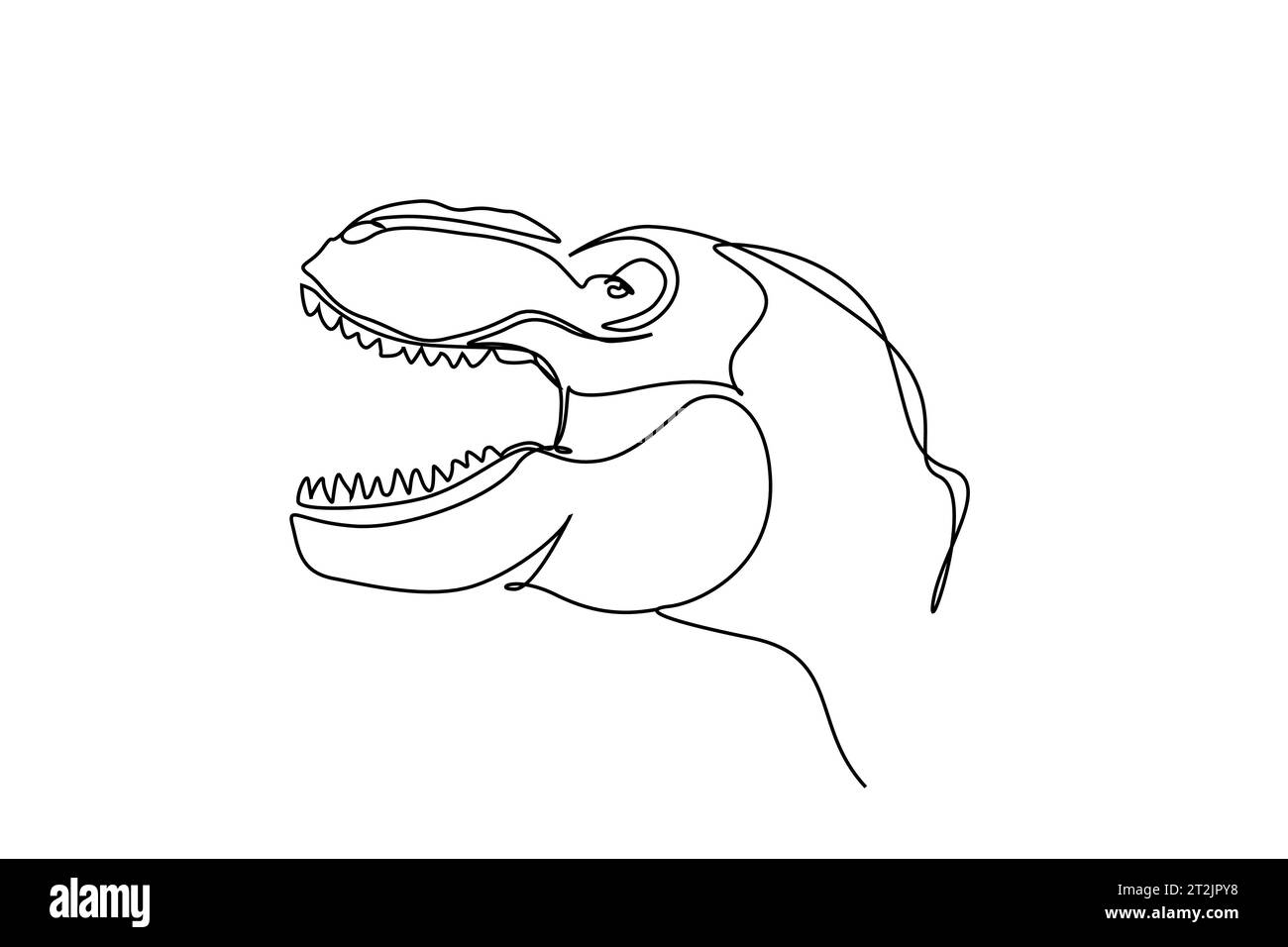 dinosaur monster animal head teeth dangerous line art Stock Vector