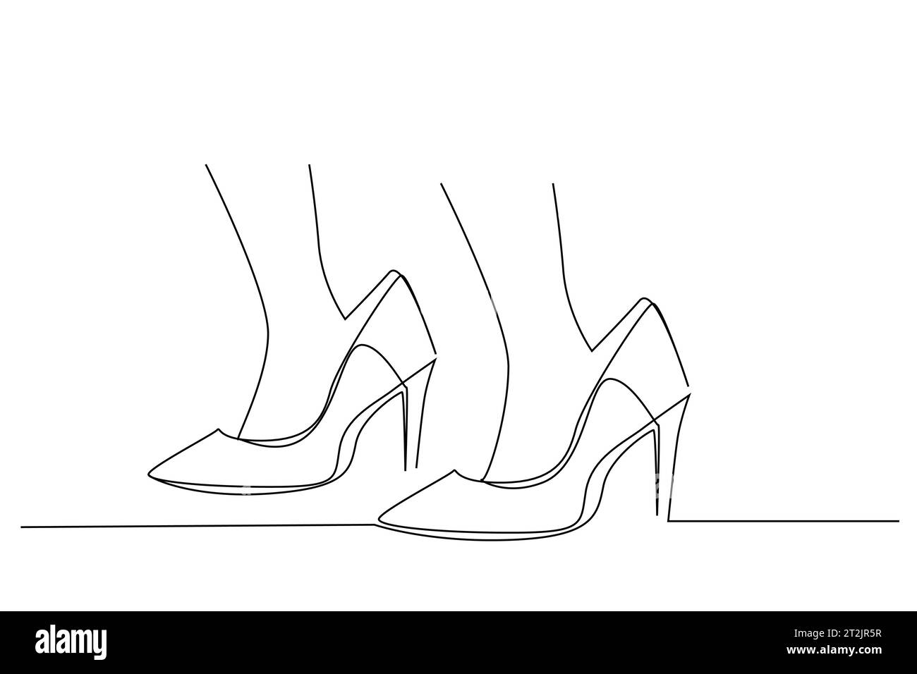wrong order heels shoes big shoes line art Stock Vector