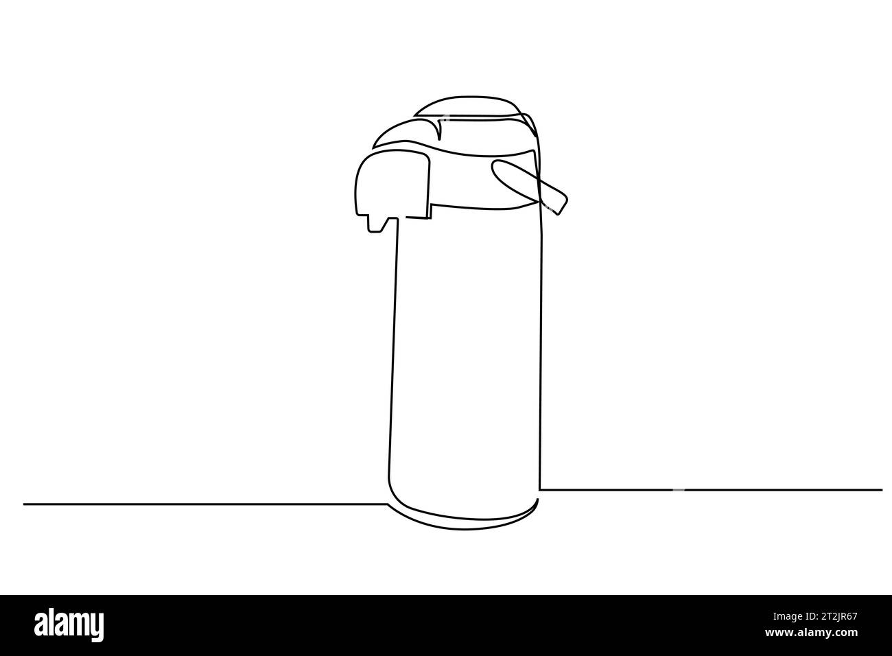 large picnic thermos metal modern object line art design Stock Vector