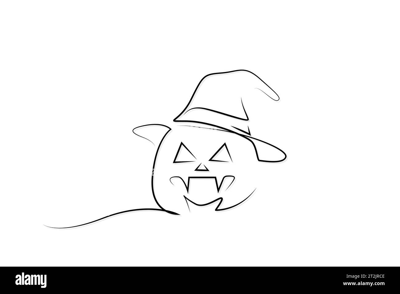 halloween pumpkin monster witch hat holiday line art design Stock ...