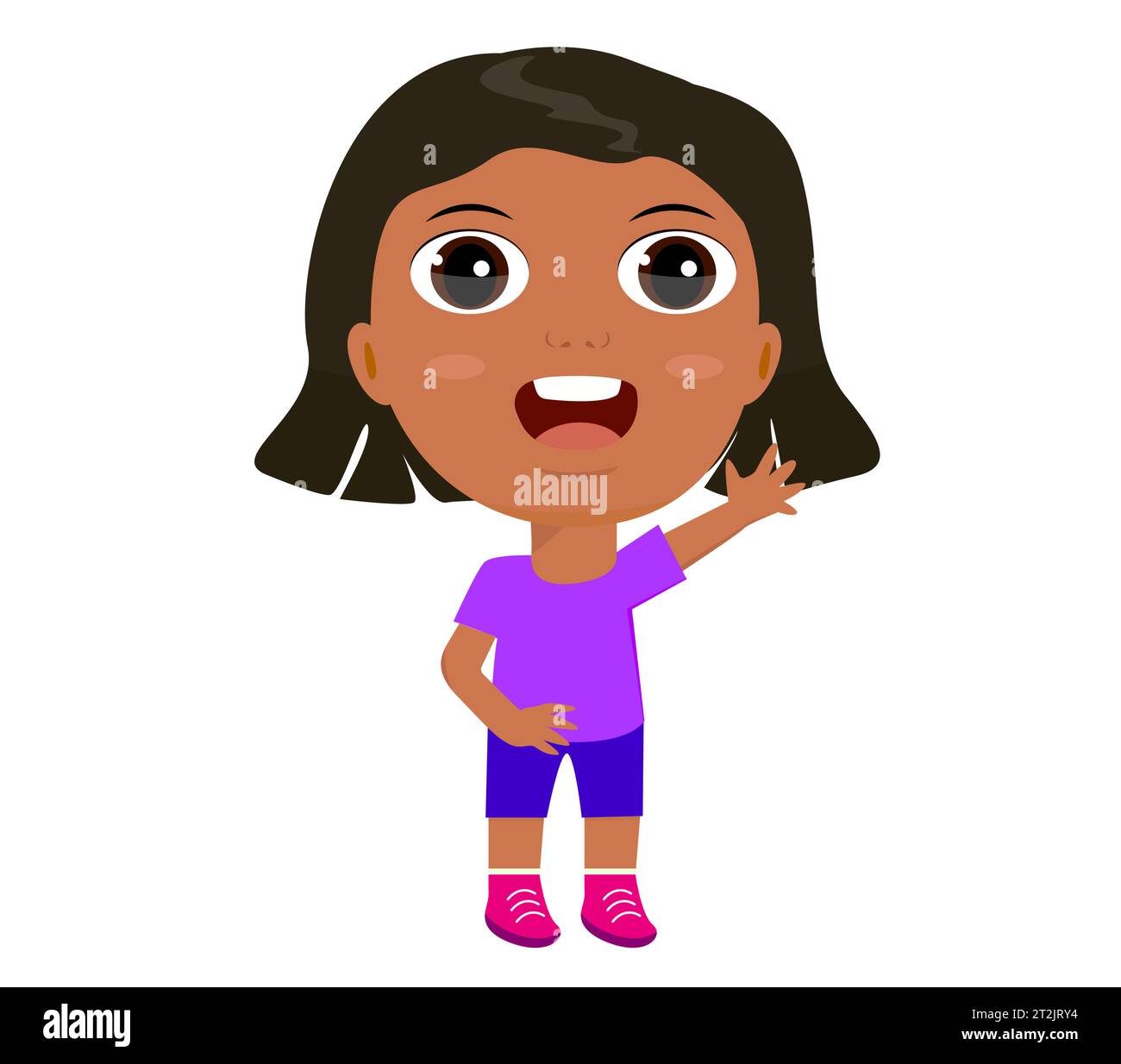 little girl boy rejoice hello goodbye raise hands greet