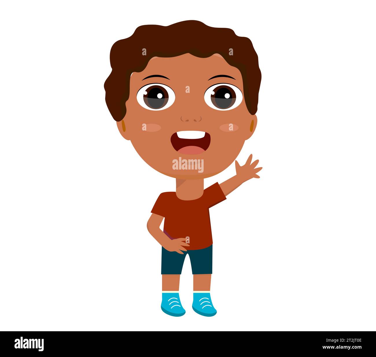 little girl boy rejoice hello goodbye raise hands greet