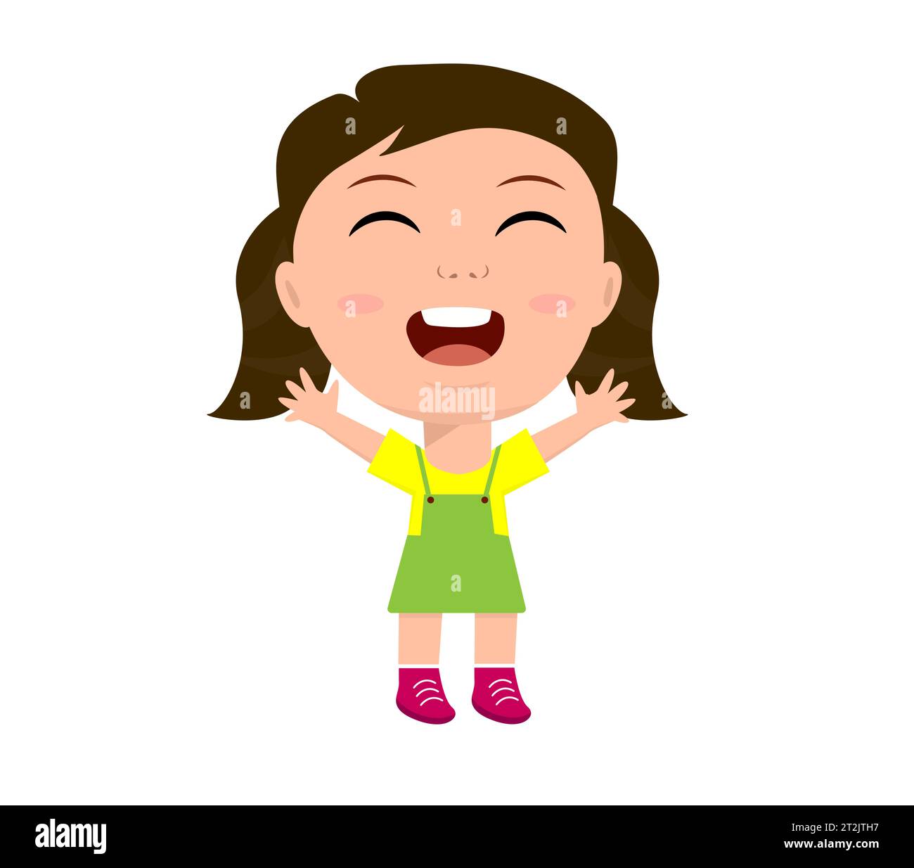 little girl boy rejoicing arms up happy full body length education