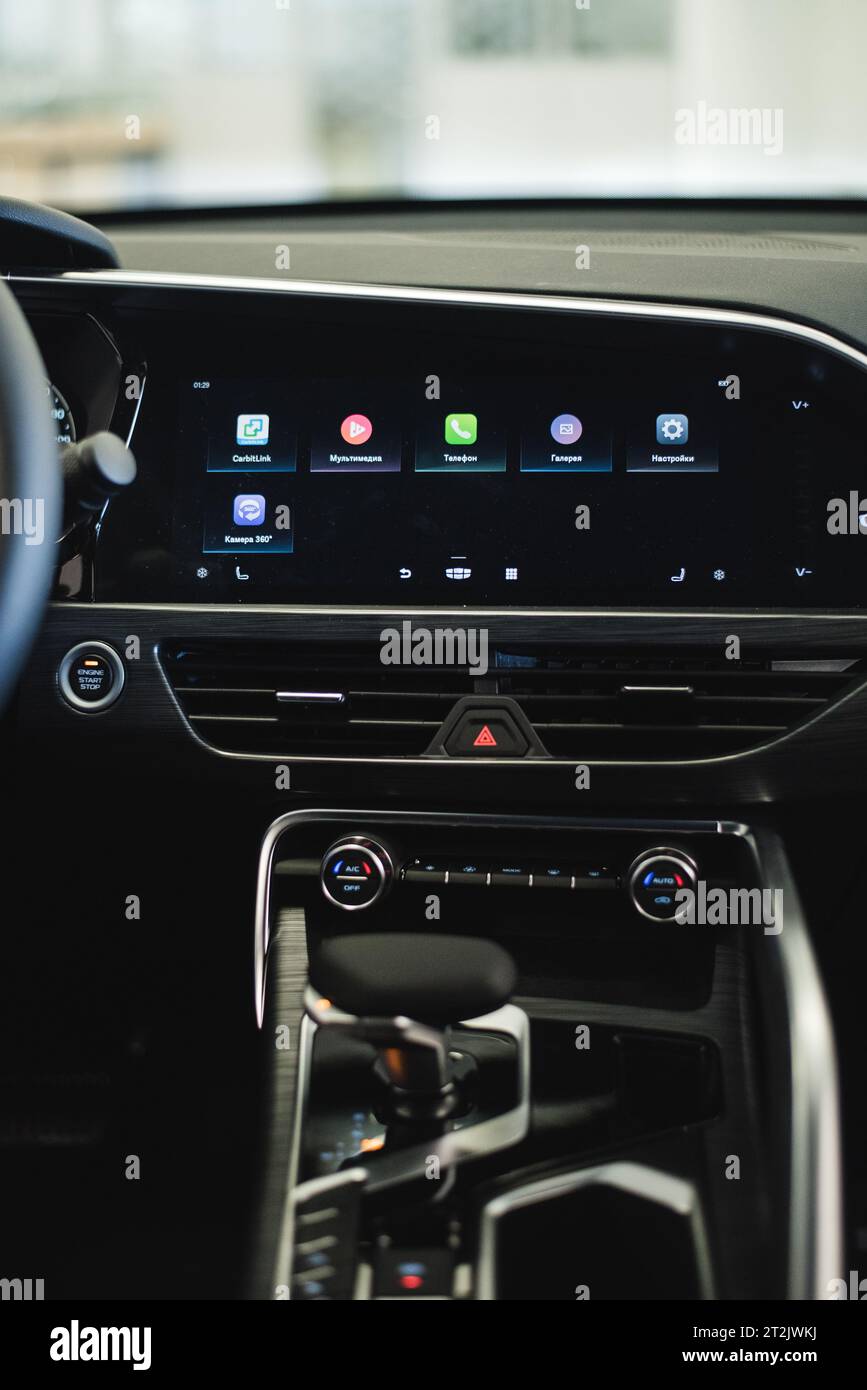 Car dashboard screen with radio Stock Photo Alamy