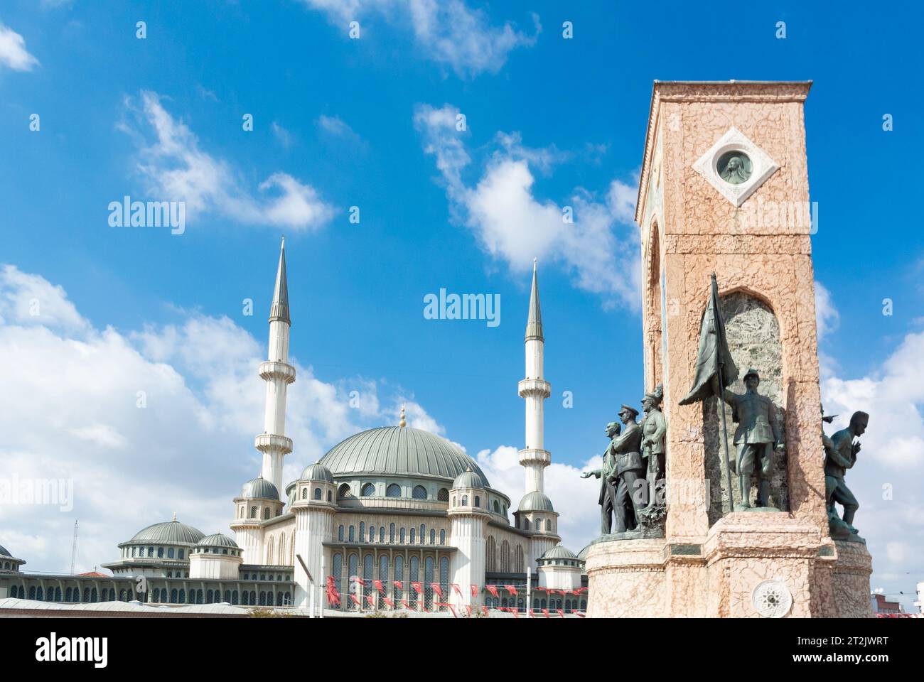 Istanbul, Turkey, The Republic Monument (Turkish: Cumhuriyet Anıtı) is a monument to commemorate the formation of the Turkiish Republic in 1923. Stock Photo