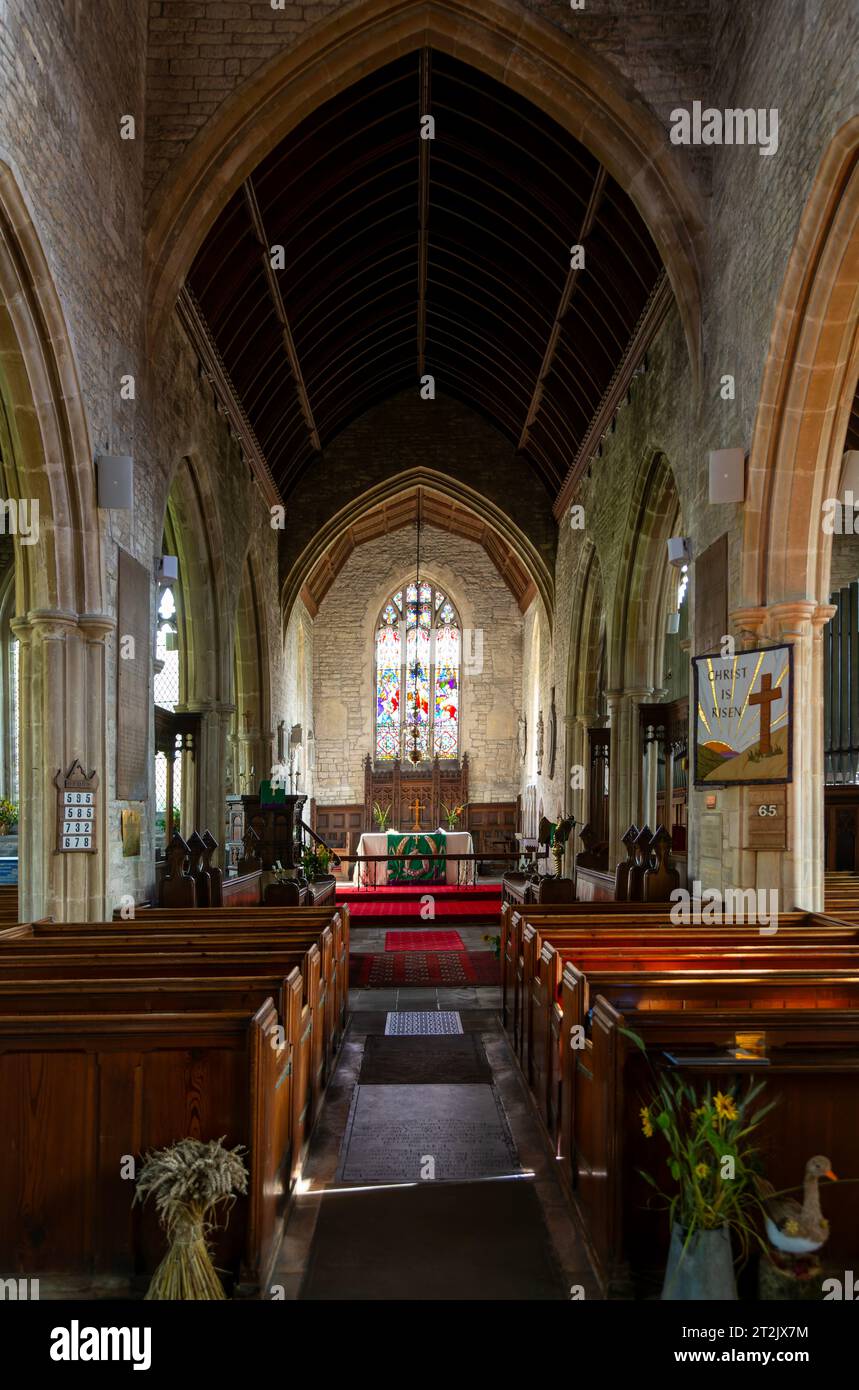 Interior of parish church of Saint Mary the Virgin, Marshfield, Gloucestershire,  England, UK Stock Photo