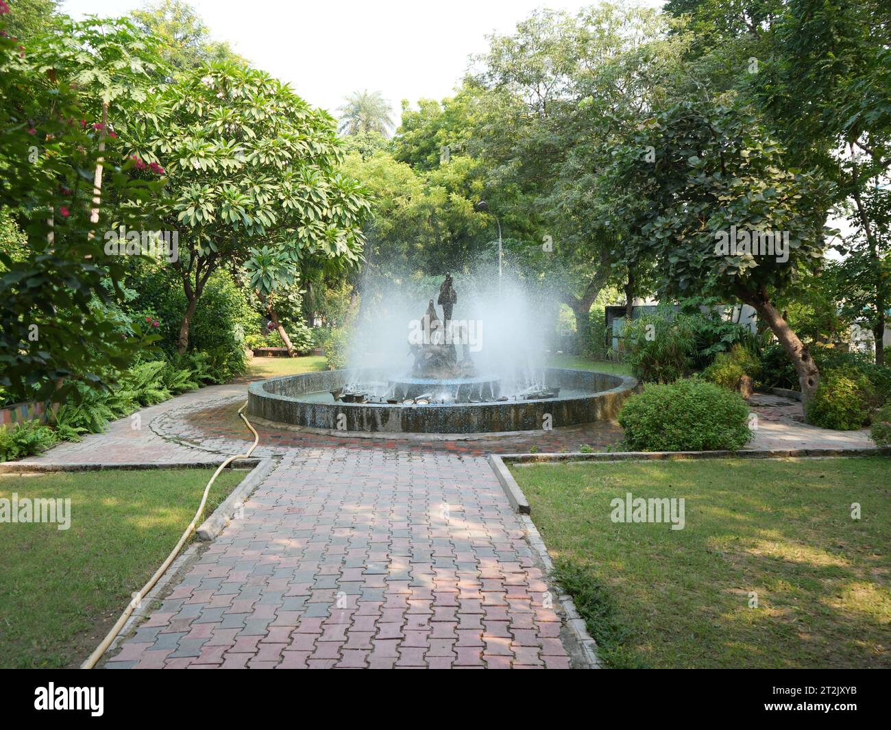 Beautiful Fountain in Butterfly park located Kankaria lake Ahmedabad . This is big size fountain and rank in top 10 beautiful fountain in Ahmedabad. Stock Photo