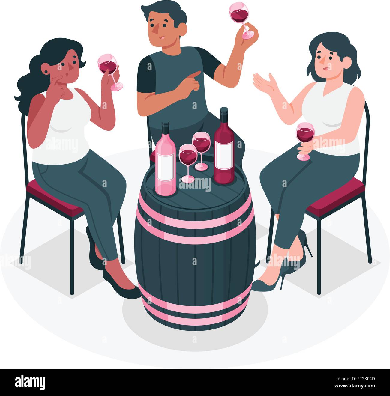 Women red wine illustration Stock Vector Images - Alamy
