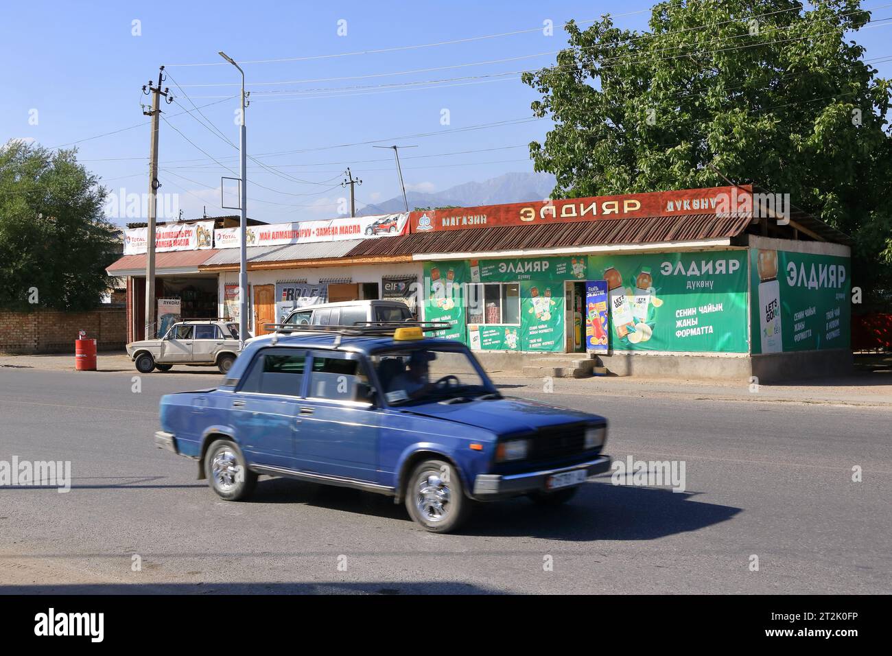August 20 2023 - Toktogul, Kyrgyzstan in Central Asia: Streetlife in a