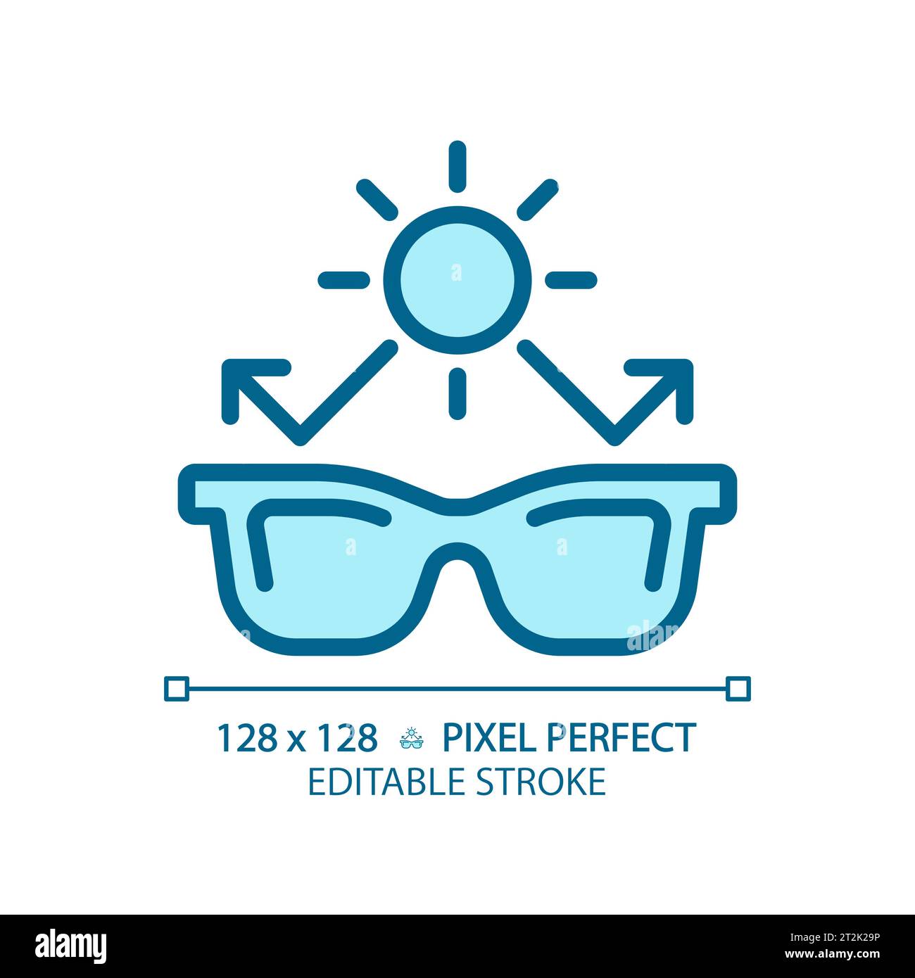 2D customizable simple thin linear blue sunglasses icon Stock Vector