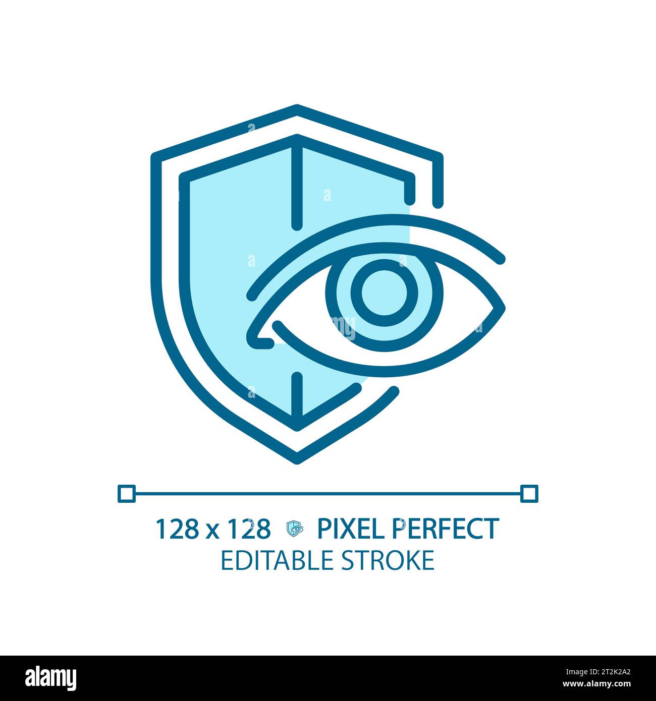 2D customizable simple thin linear blue eye protection icon Stock Vector