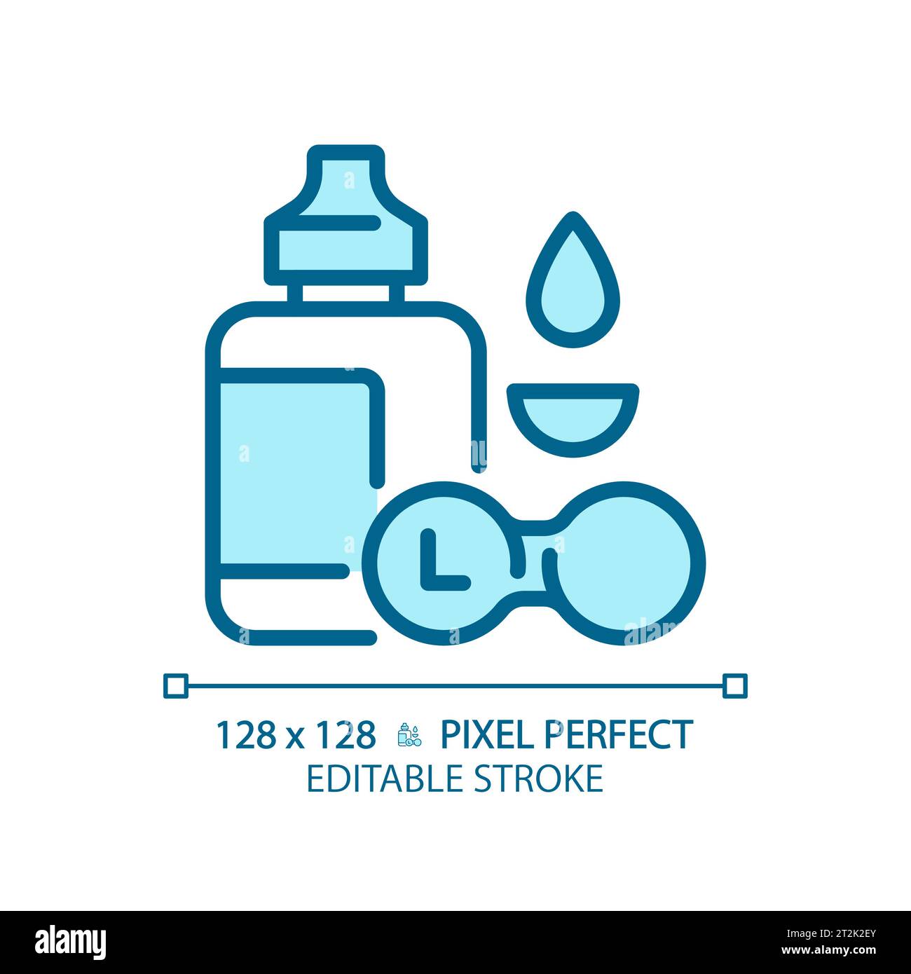 2D customizable thin linear blue contact lens solution icon Stock Vector