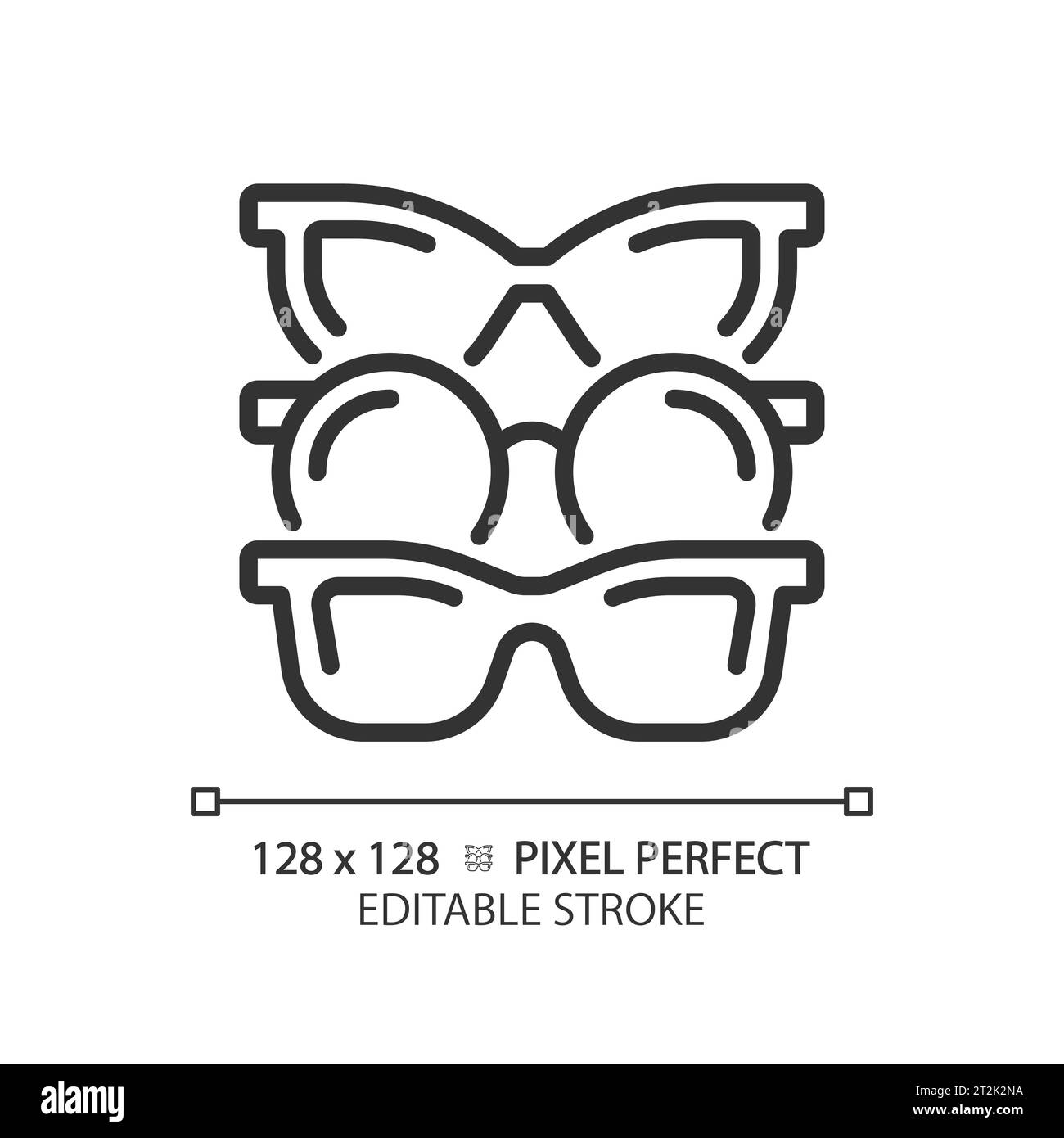 2D customizable thin linear black various eyeglasses icon Stock Vector ...