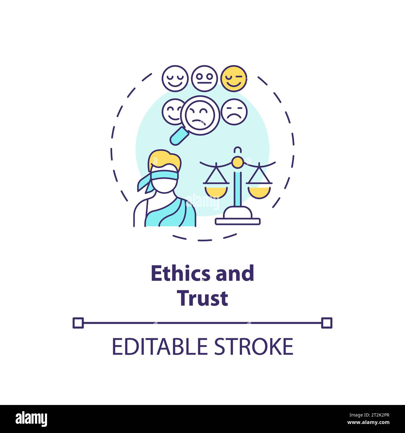 2D customizable thin line icon ethics and trust concept Stock Vector