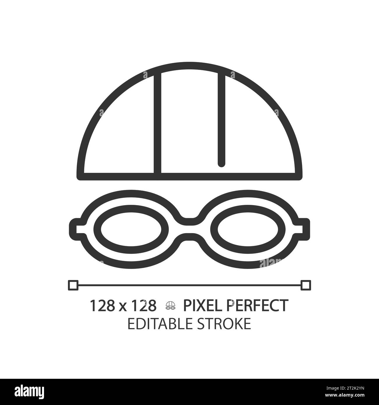 2D customizable thin linear black swimming goggles icon Stock Vector