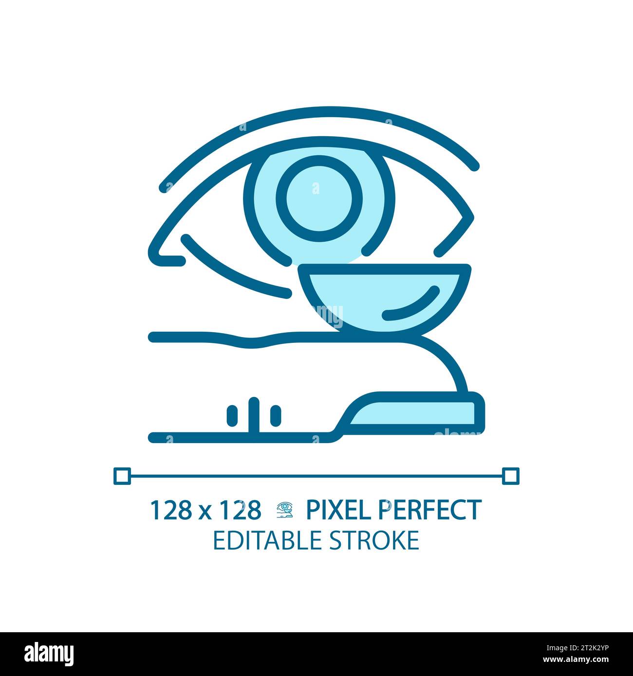2D customizable simple thin linear blue contact lens icon Stock Vector