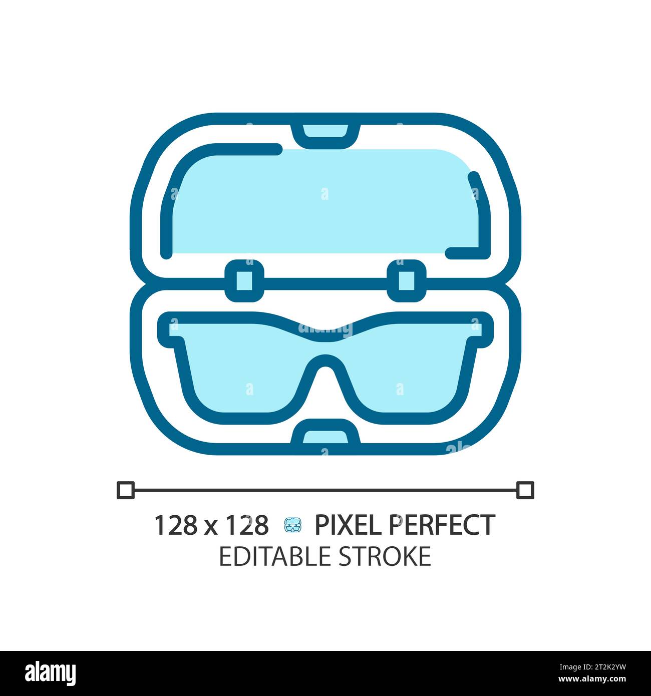 2D customizable simple thin linear blue eyeglasses case icon Stock Vector