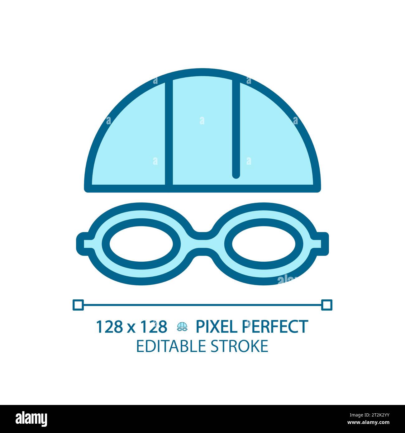 2D customizable thin linear blue swimming goggles icon Stock Vector