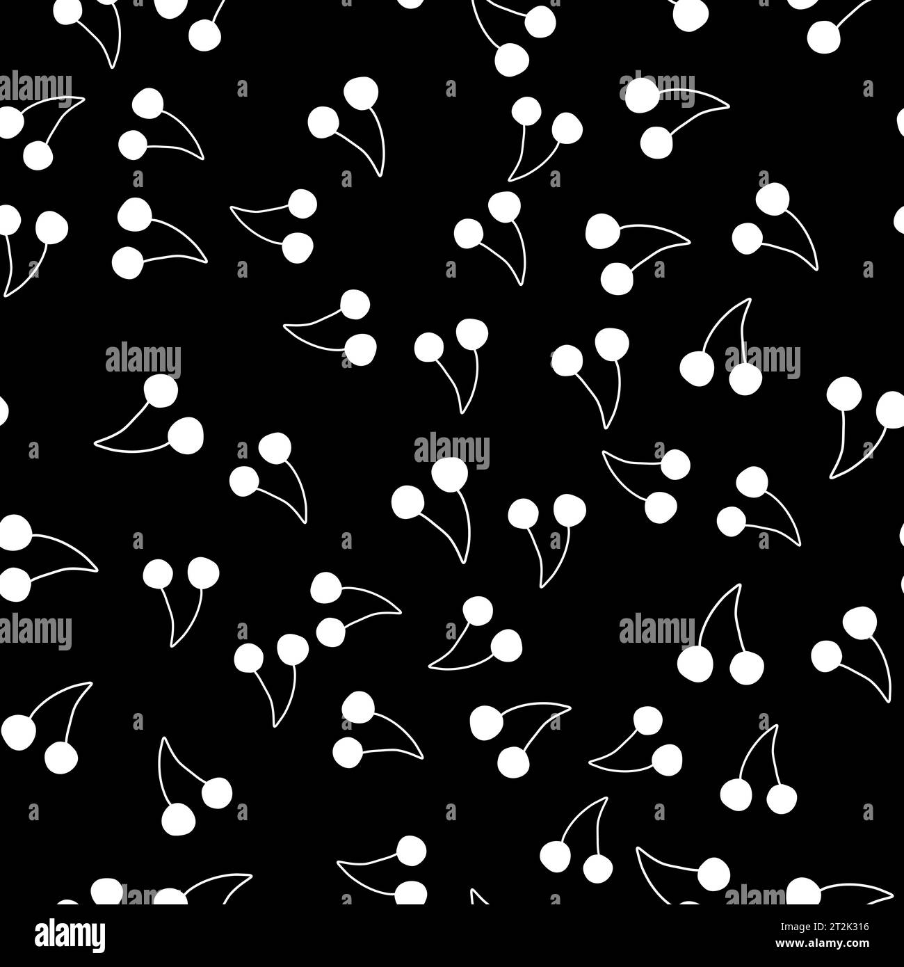Vector hand drawn seamless pattern cherry on white background Stock ...