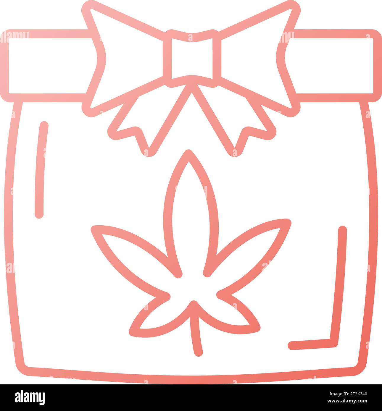 2D simple thin linear gradient marijuana leaf icon Stock Vector