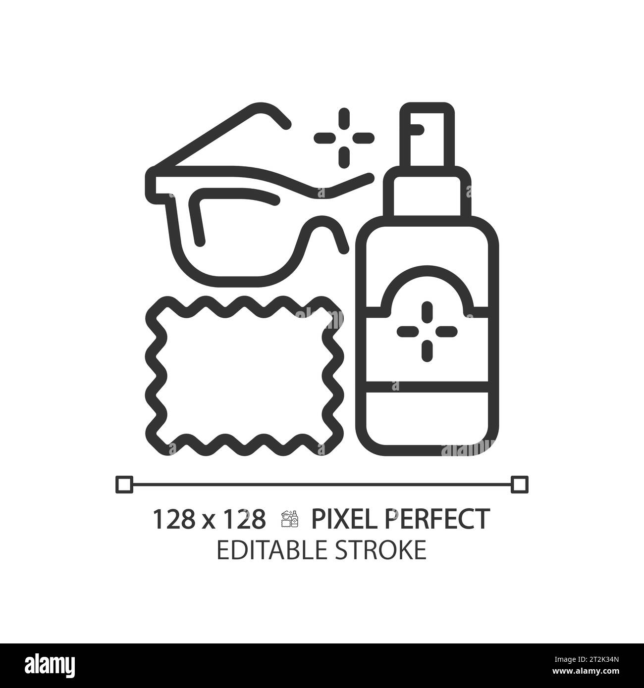 2D customizable thin linear black eyeglasses cleaner icon Stock Vector ...