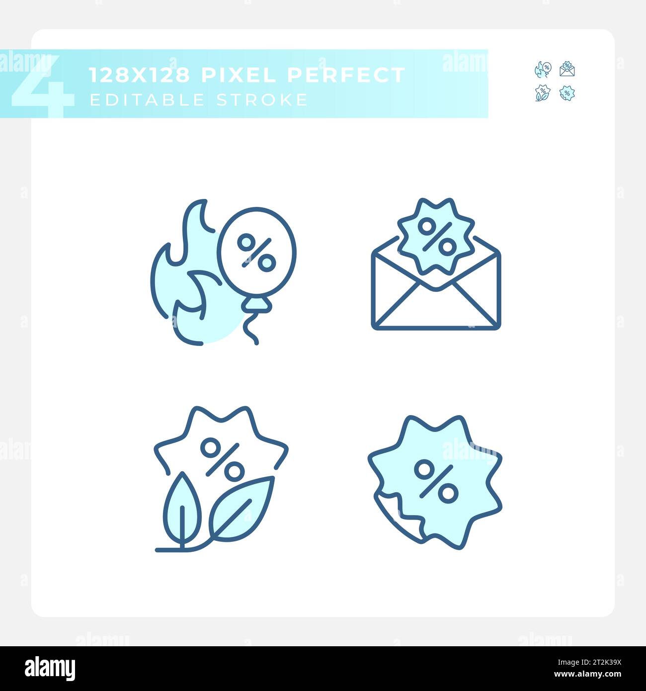 Editable pixel perfect discounts icons set Stock Vector