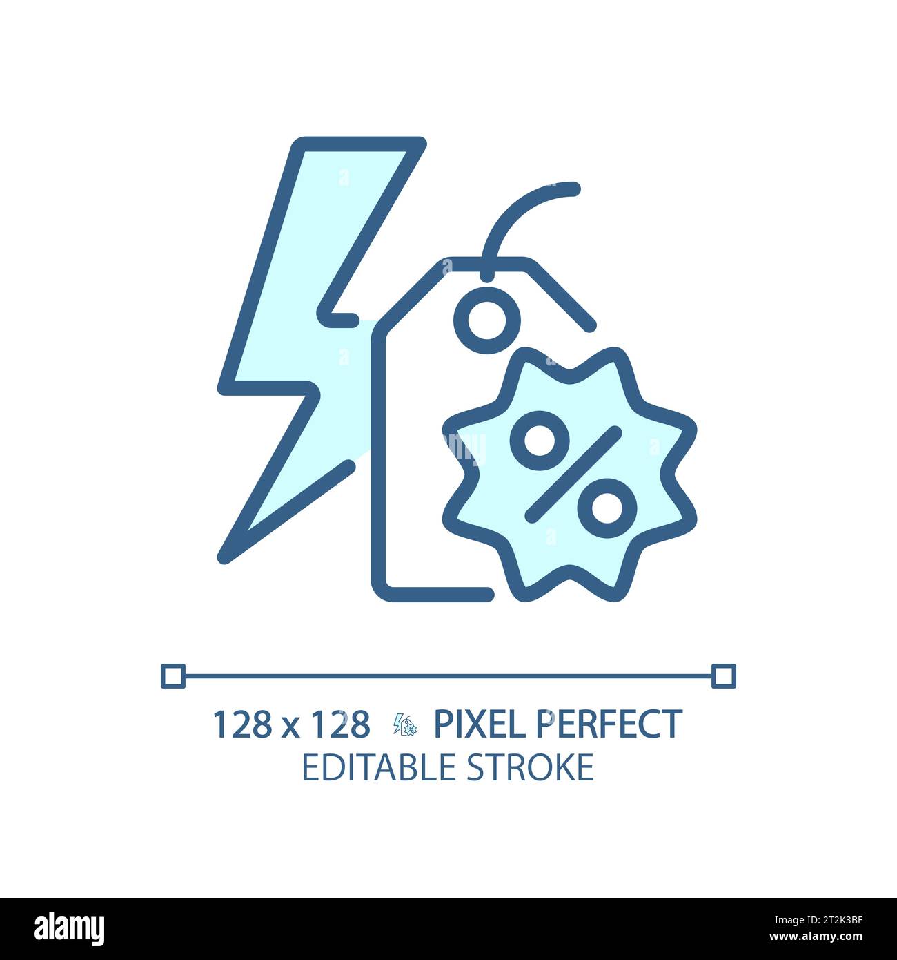 2D customizable simple thin linear blue flash sale icon Stock Vector