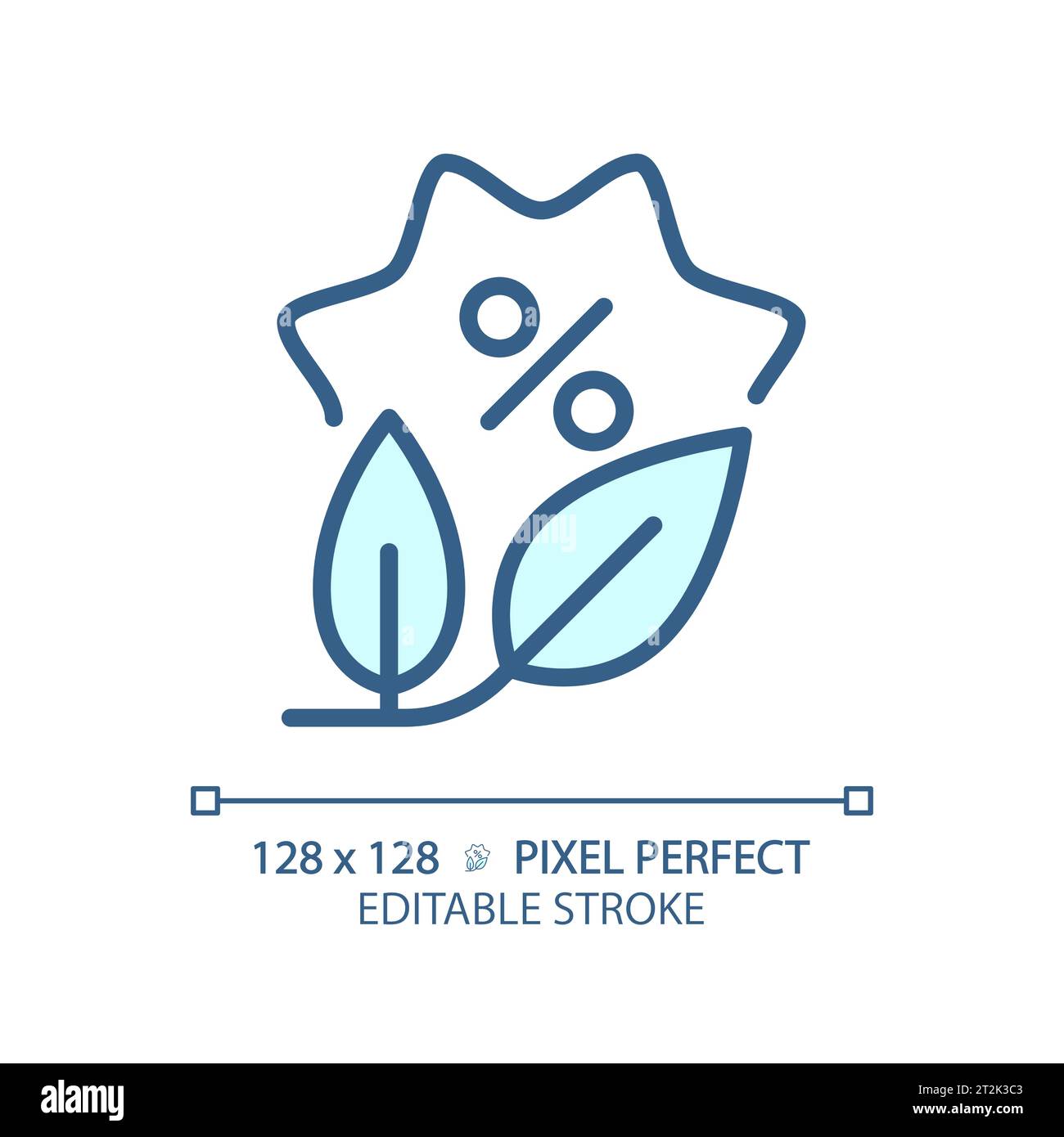 2D customizable simple thin linear blue plant discount icon Stock Vector