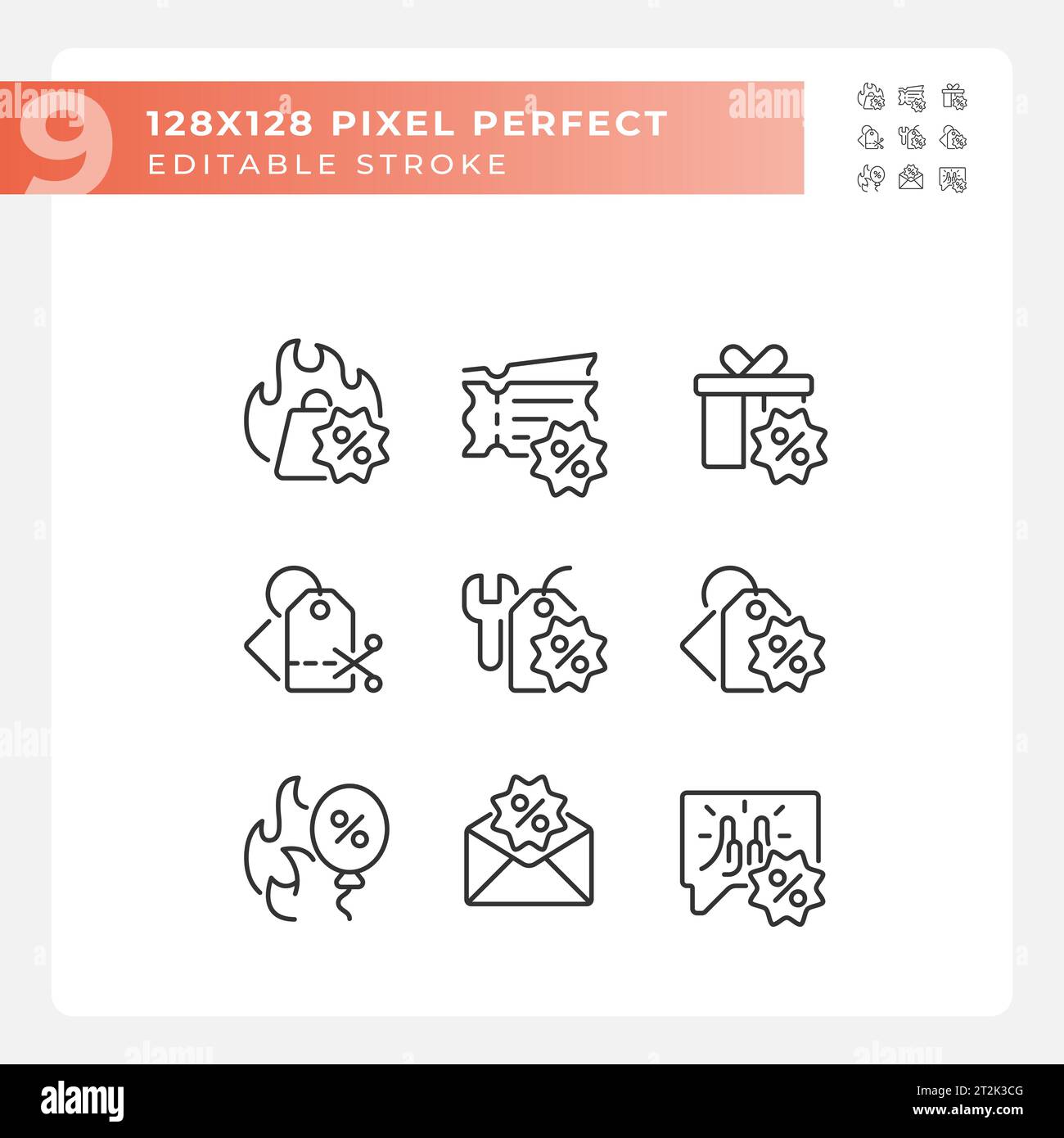 Set of editable pixel perfect black discounts icons Stock Vector Image ...