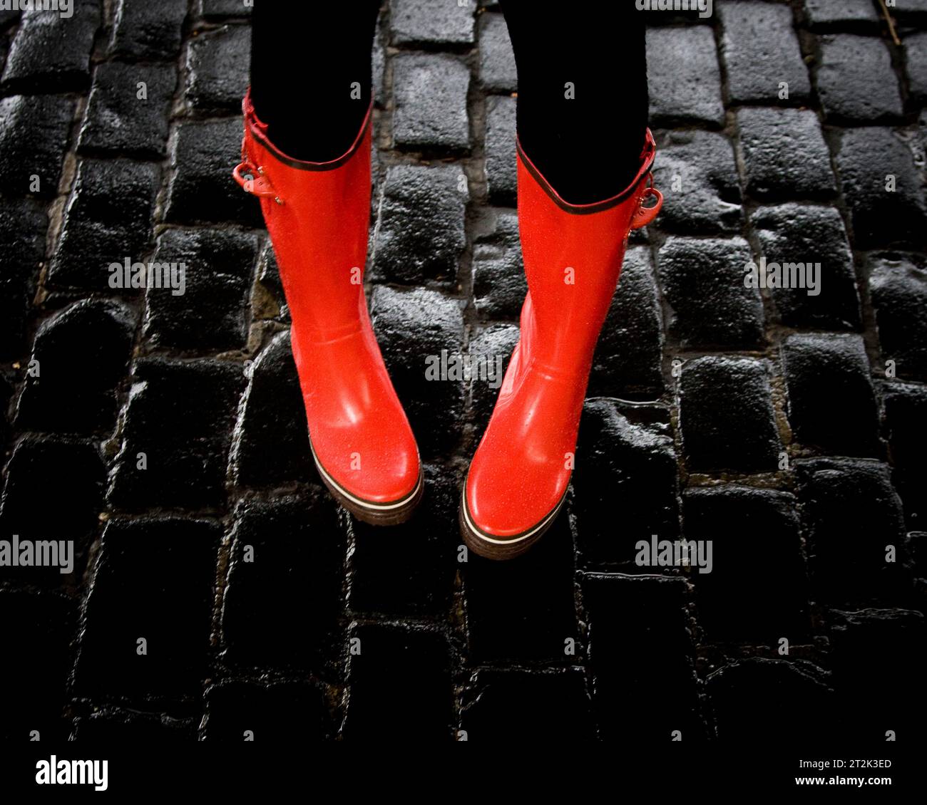 A pair of shiny red boots. Stock Photo