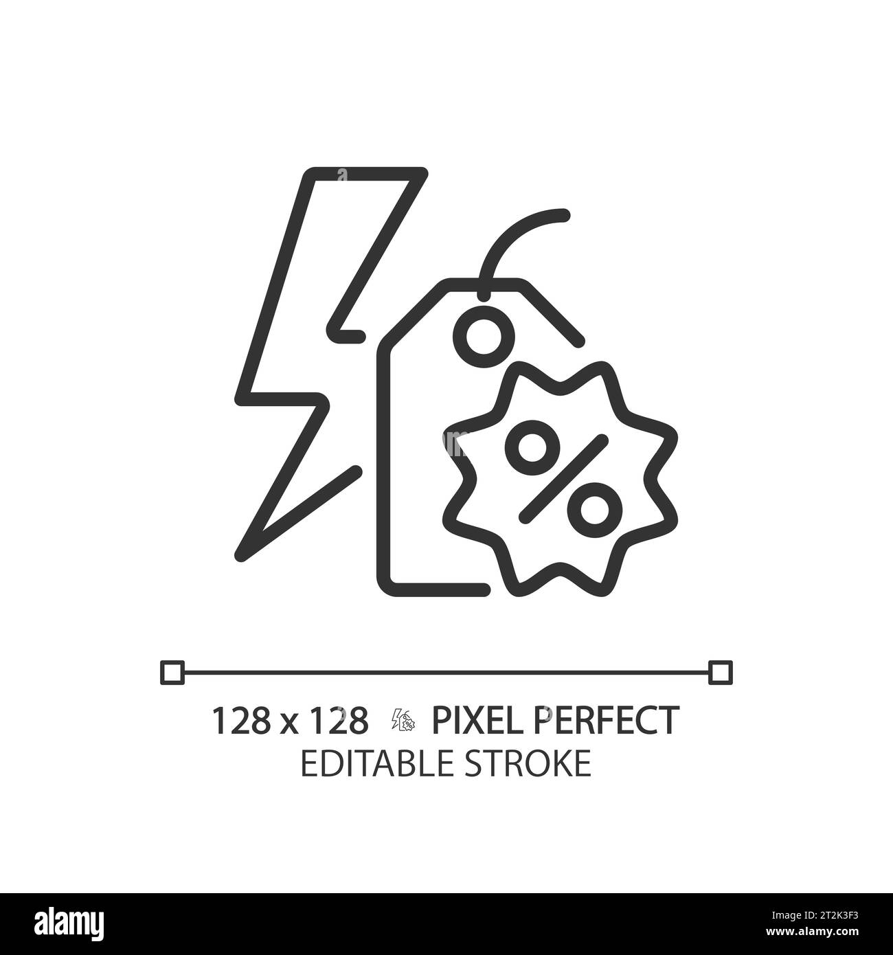 2D customizable simple thin line black flash sale icon Stock Vector ...