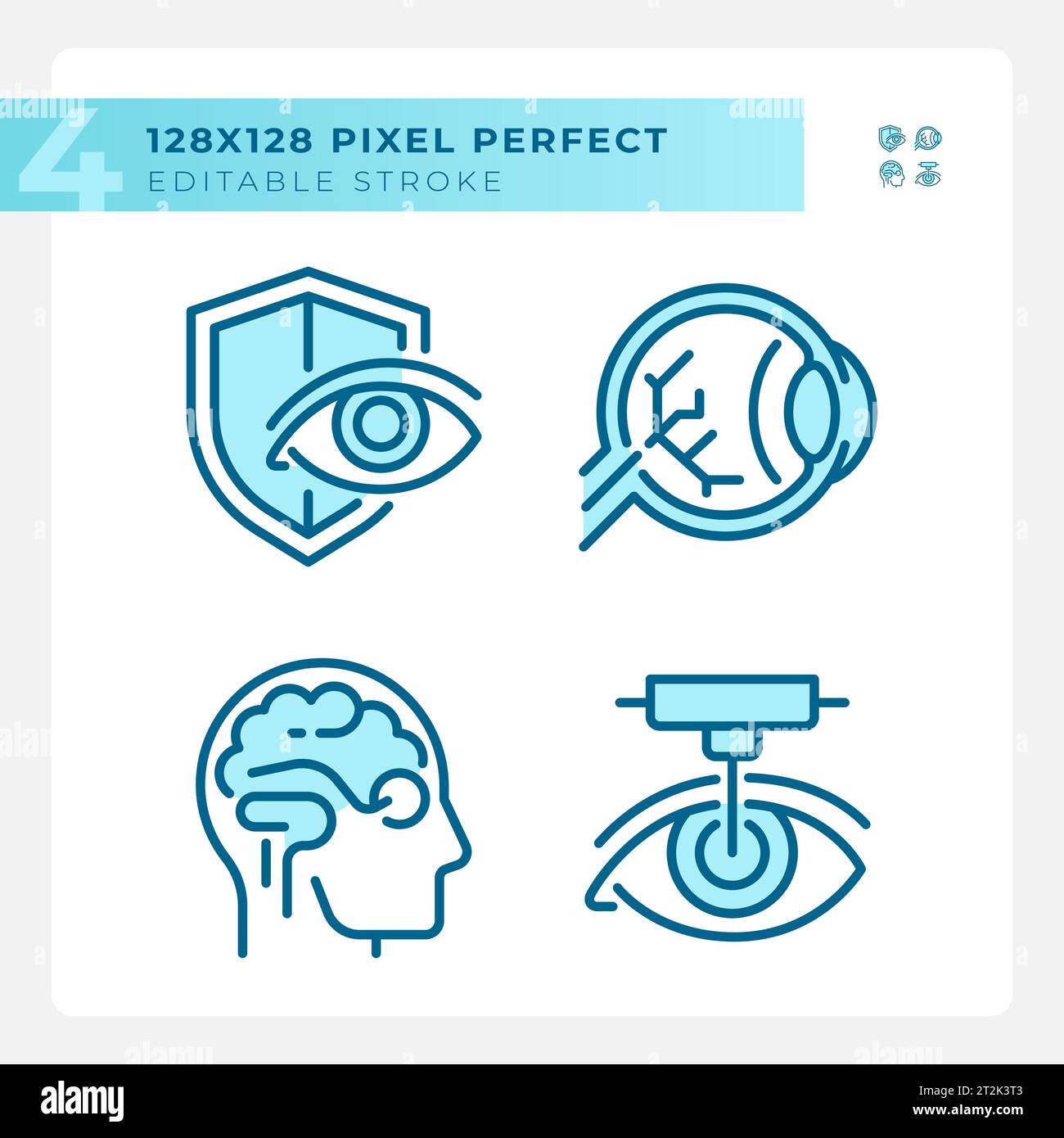 Customizable pixel perfect eye care icons set Stock Vector