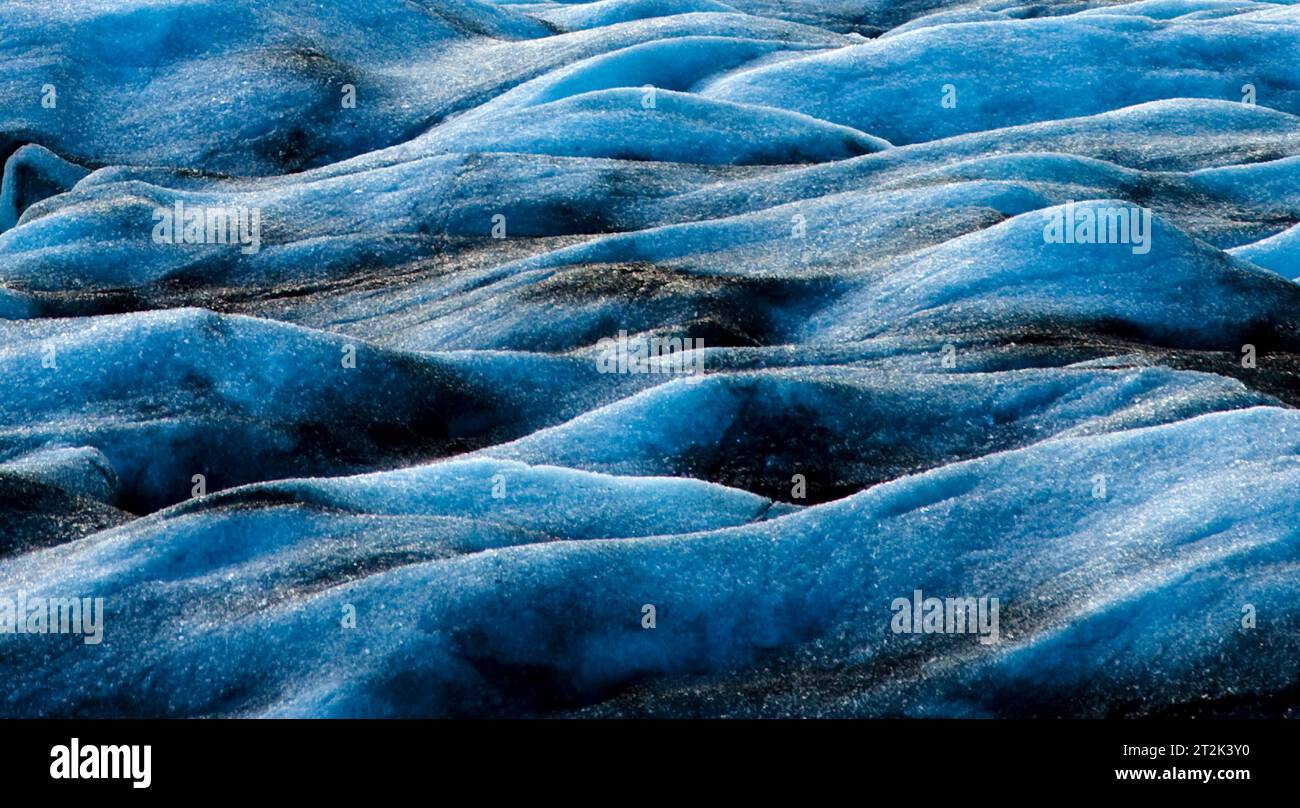 Ripples in the ice on the Knik Glacier in Alaska. Stock Photo