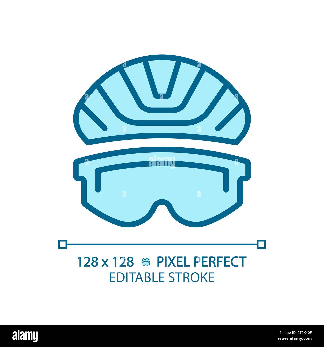 2D customizable simple thin linear blue eye protection icon Stock Vector