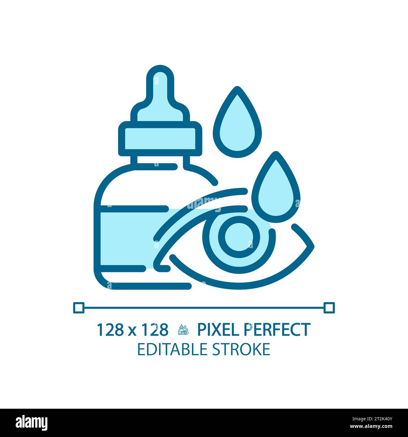 2D customizable simple thin linear blue eye drop icon Stock Vector