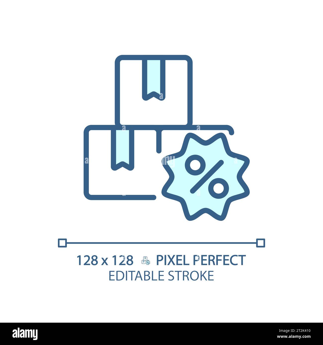 2D customizable thin linear tags with percentage blue icon Stock Vector