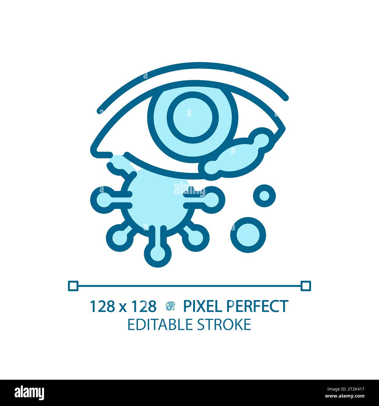 2D customizable simple thin linear blue eye infection icon Stock Vector