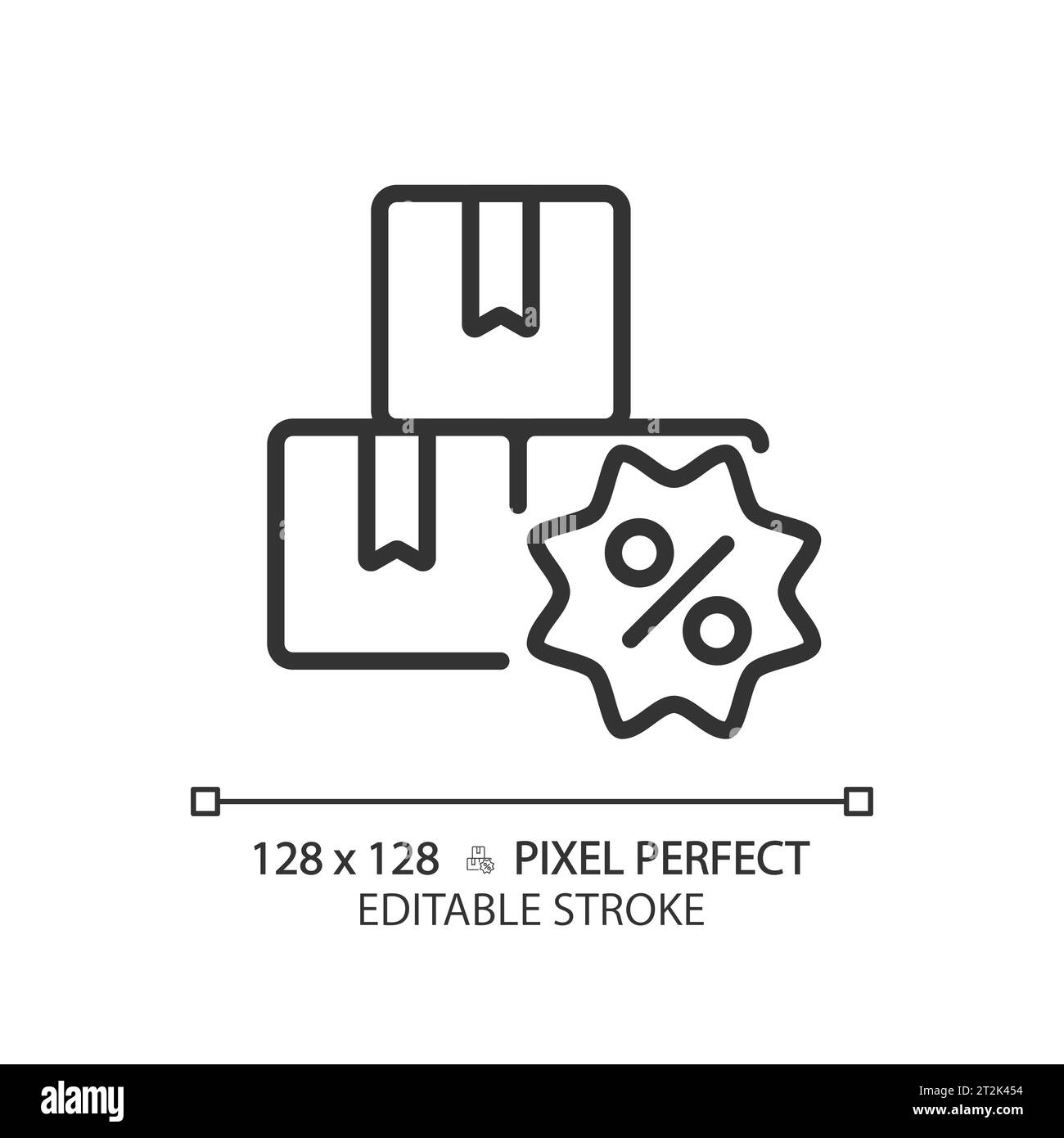 2D customizable thin linear tags with percentage black icon Stock Vector